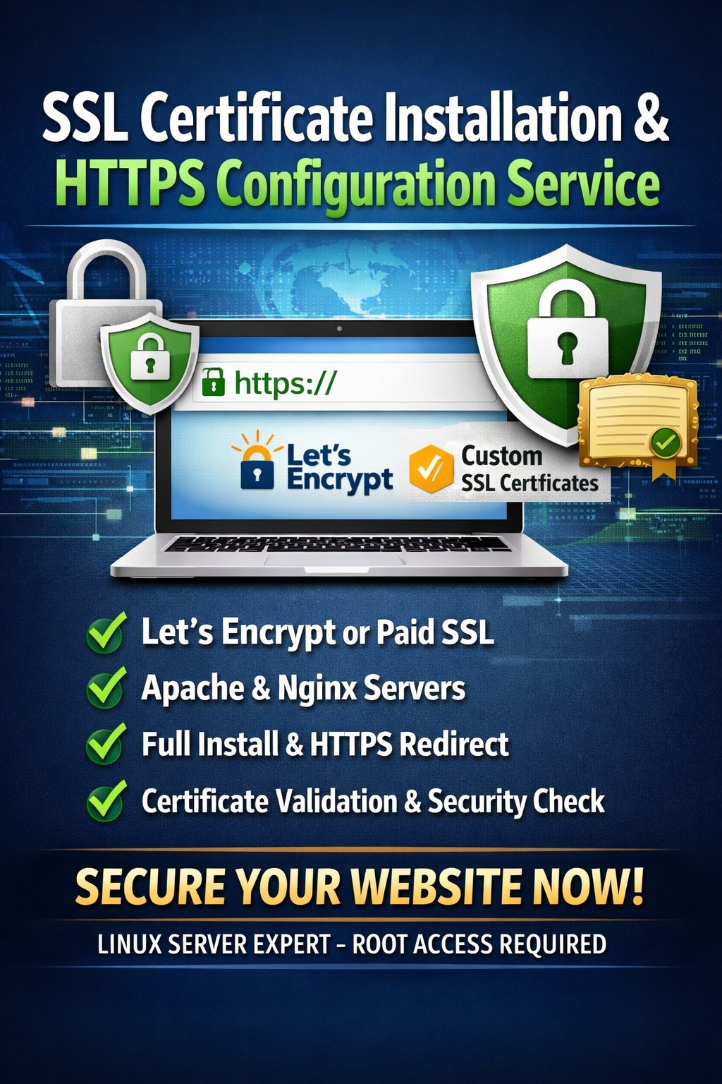 SSL Certificate Installation & HTTPS Setup – Let’s Encrypt / Custom Cert – Linux