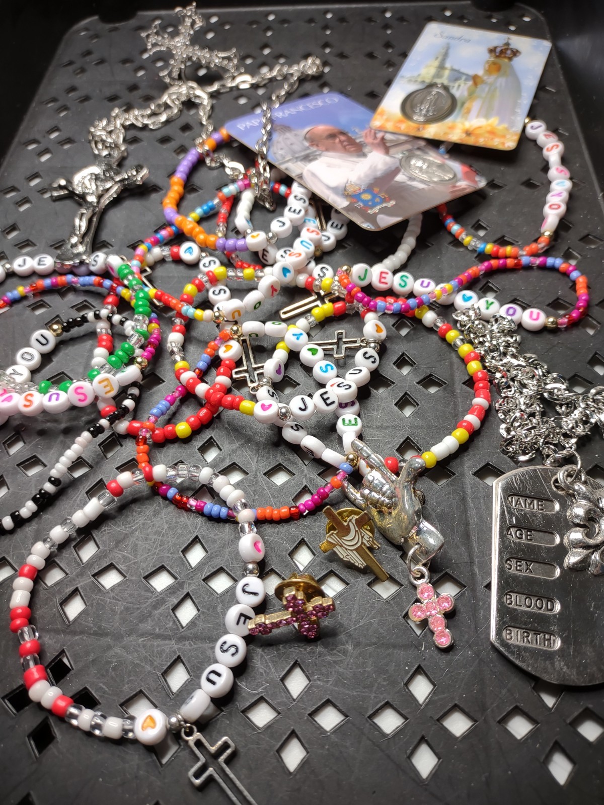 Lot Of Catholic / Cross / Jesus Themed Items Jewelry Lot FTPBA