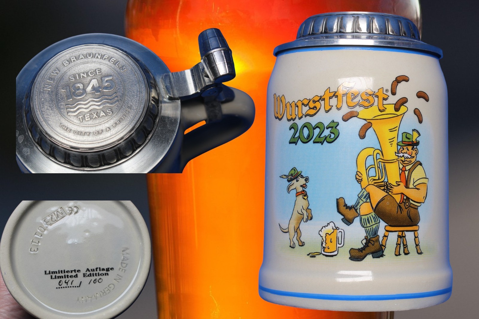 Wurstfest 2023 Limited Edition German Beer Stein #41 of 100 New Braunfels Texas