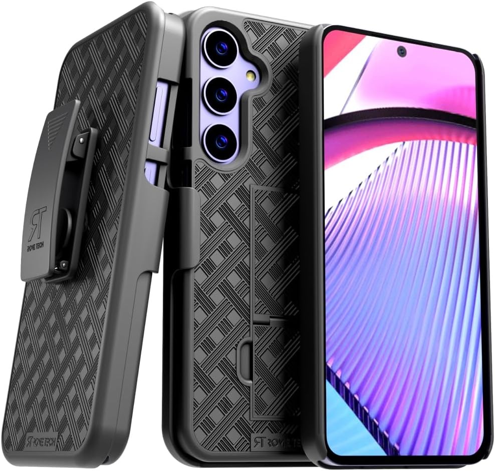 Samsung Galaxy S24 Plus Case with Belt Clip Holster, Kickstand Slim Cover - Blac