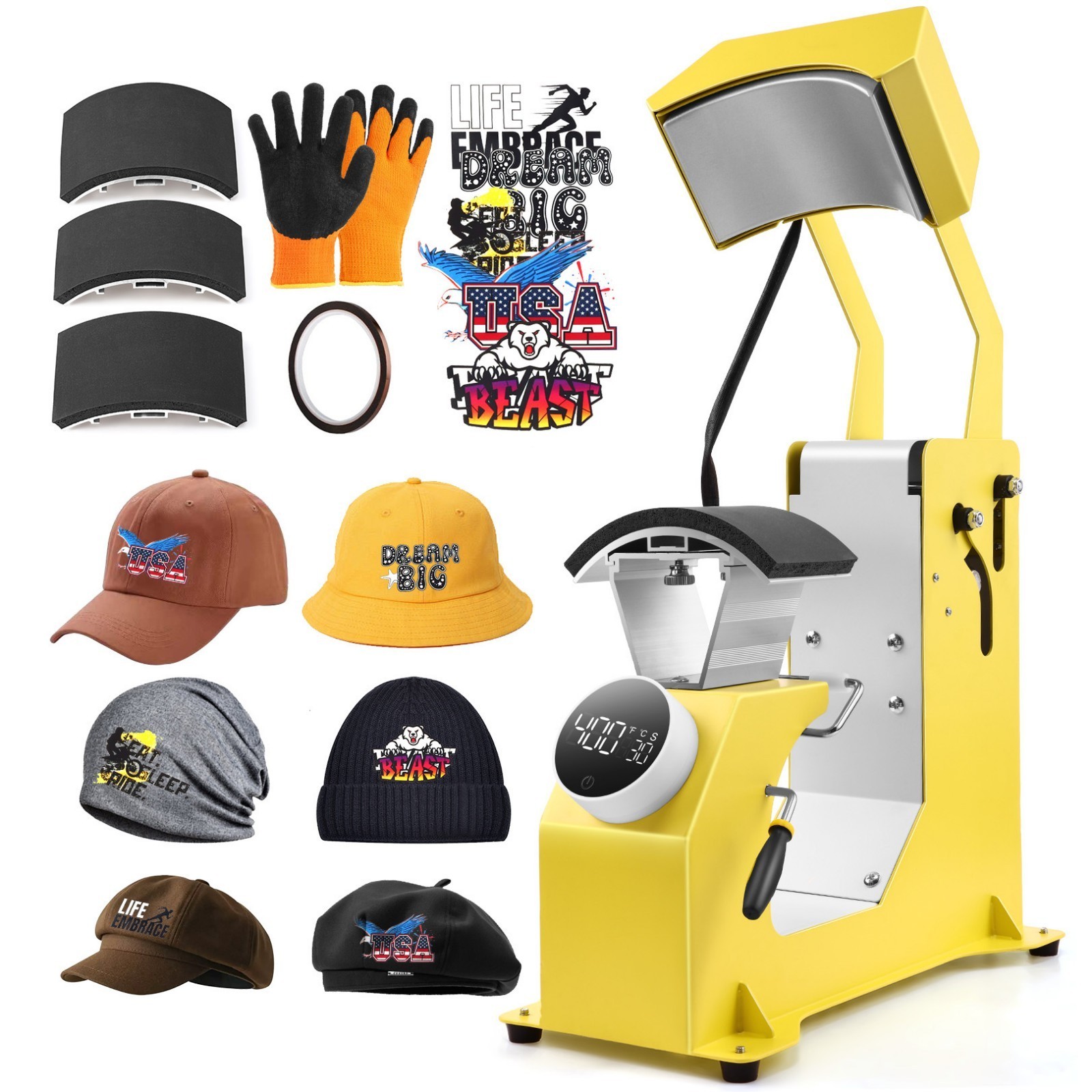 PROFESSIONAL 3 IN 1 AUTO HAT PRESS CREASE-FREE PRESSING SAFE USE & AUTO TURN-OFF