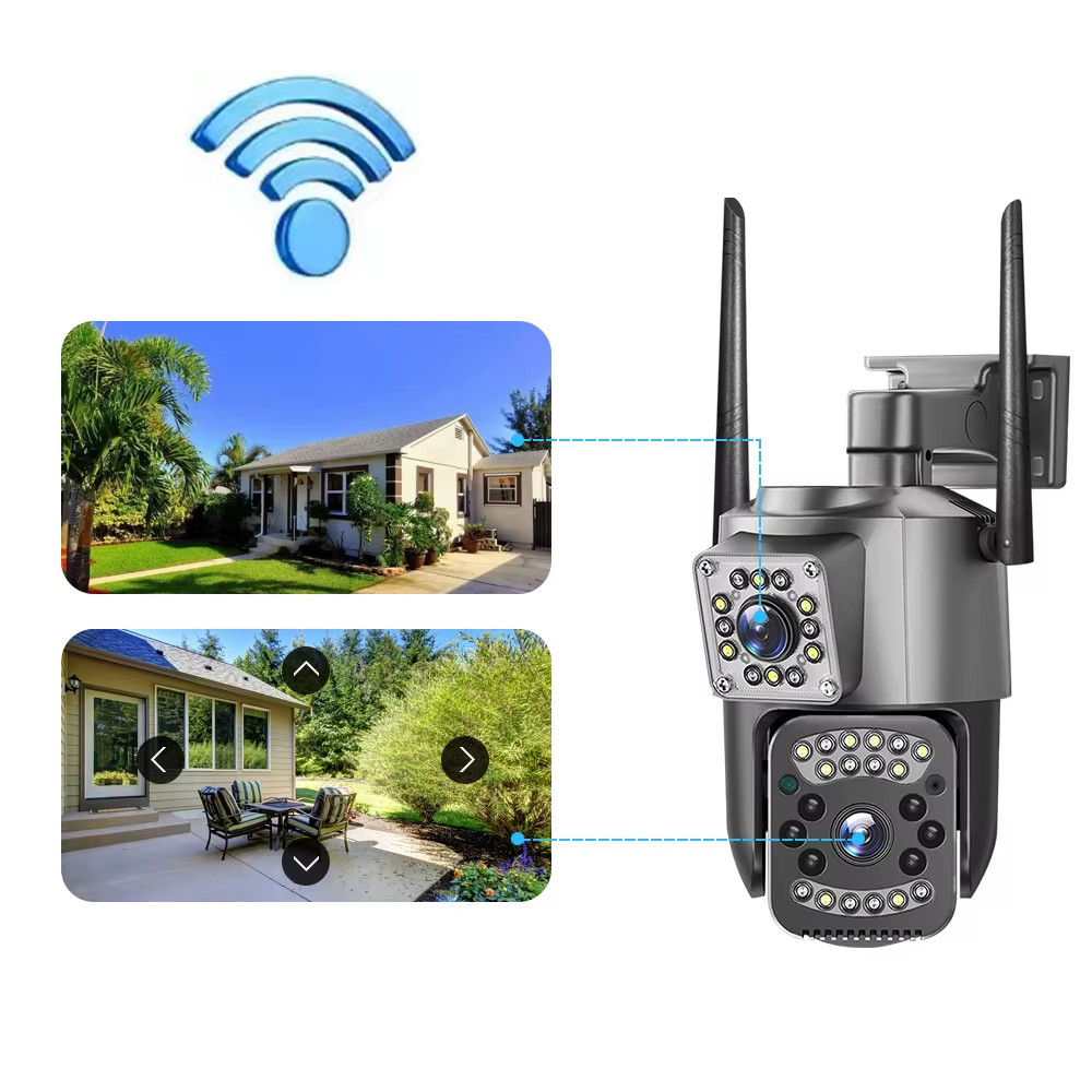 8MP 4K Wifi Camera Outdoor Dual Lens Screen Motion Detection Auto Track Two-Way 
