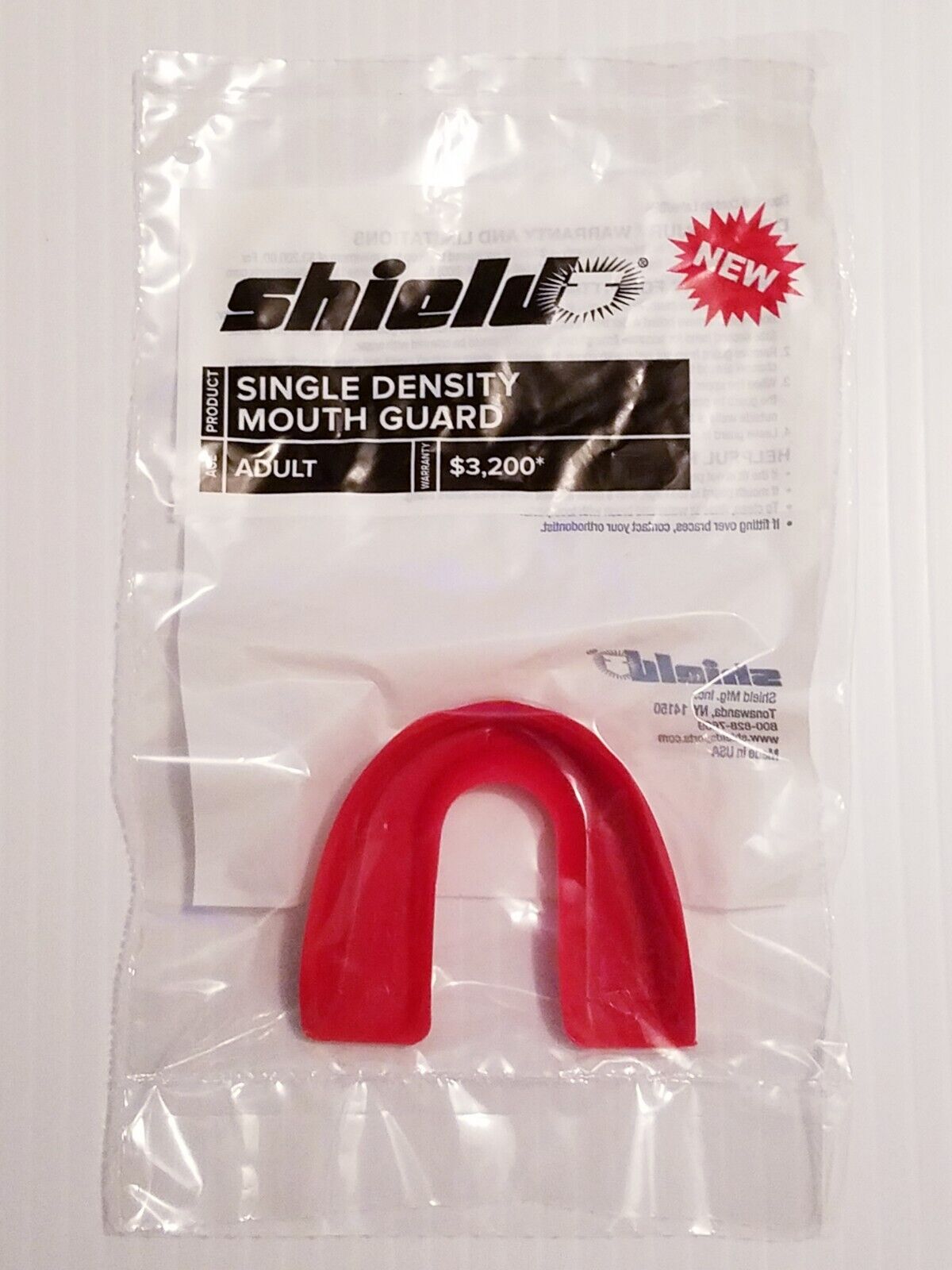 Shield Single Density Strapless Adult Mouth Guard Red