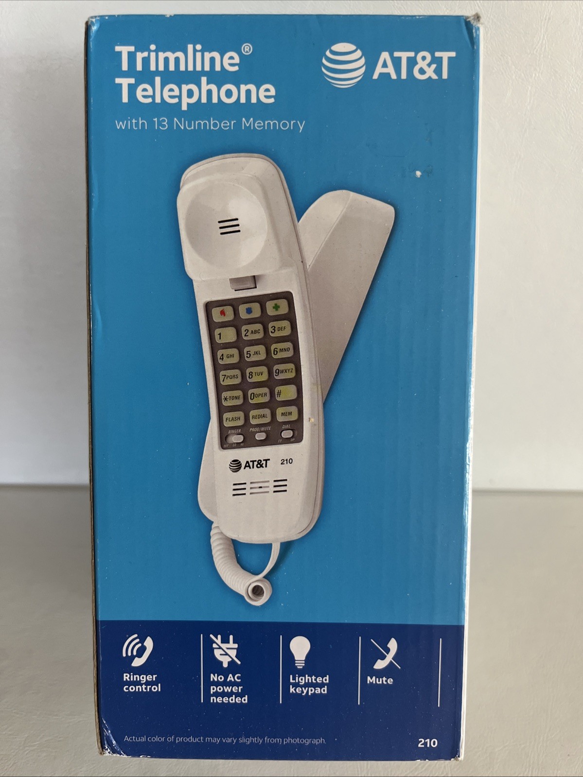 AT&T Trimline Telephone with 13 Number Memory White Lighted Keypad Mute