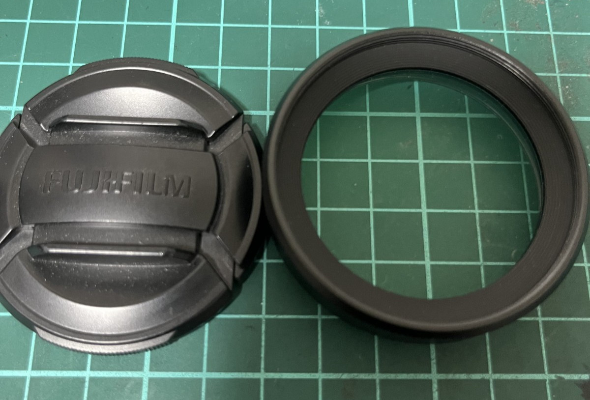 【MINT+】 Fujifilm Front Lens Cap 52mm 52φ w/ Haoge LUV-X54W Metal Lens Hood JAPAN