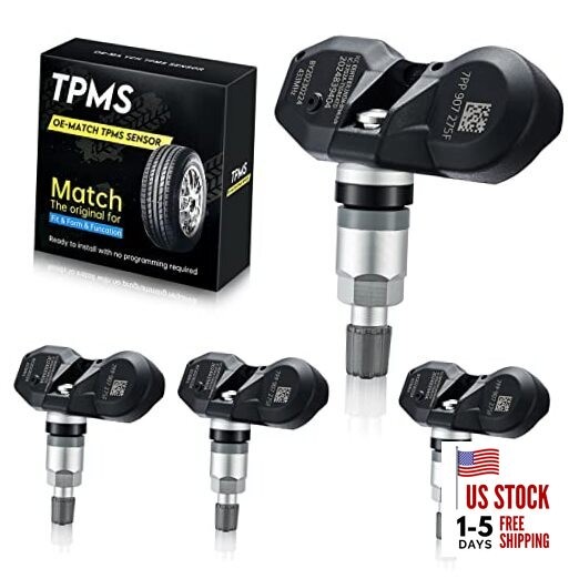  4PCS Programmed TPMS Sensor, 433 MHz Tire Pressure Sensor 7PP907275F 