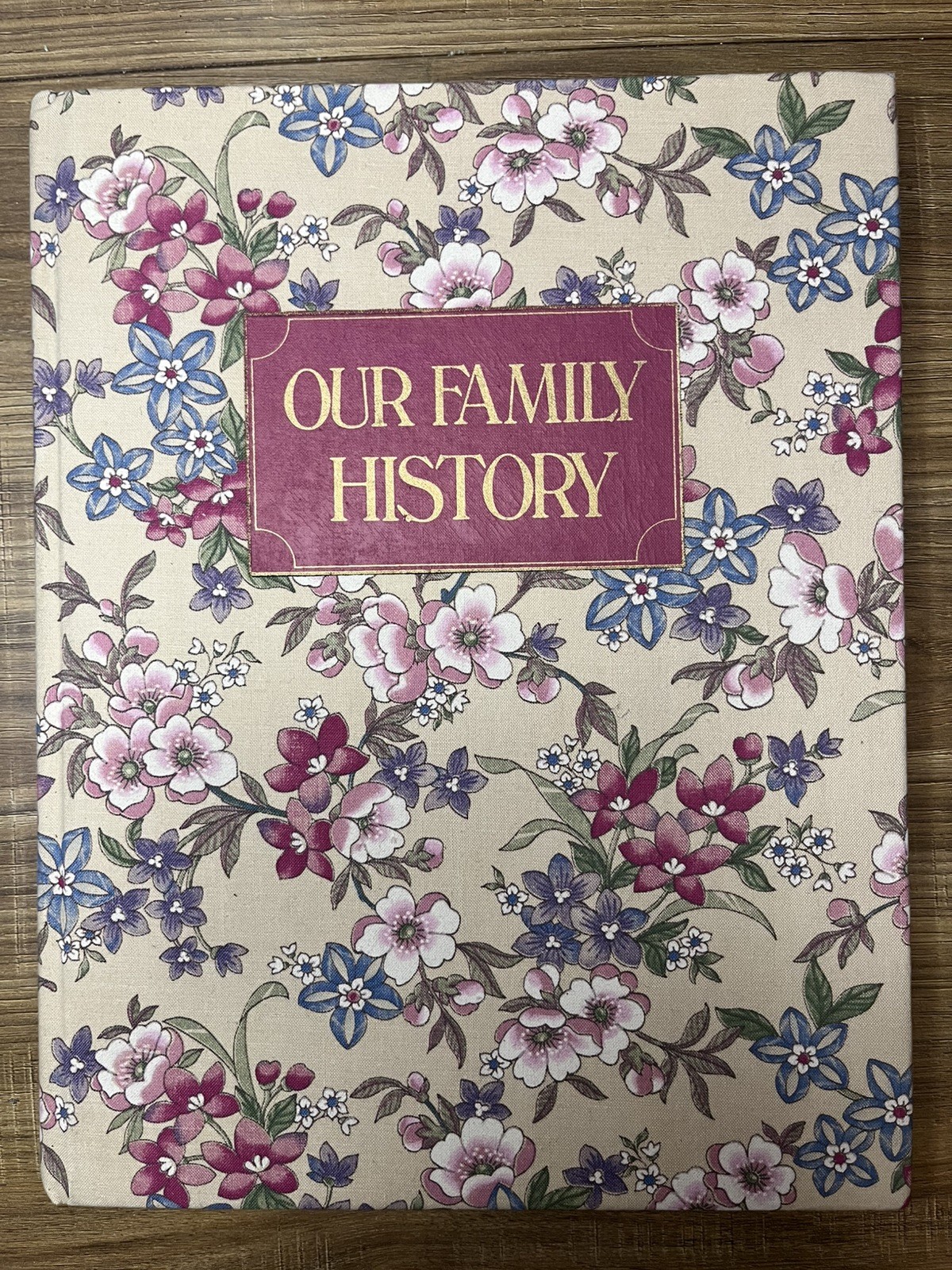Vintage Our Family Story Floral Fabric Hardcover Record Notebook 1981 Unused