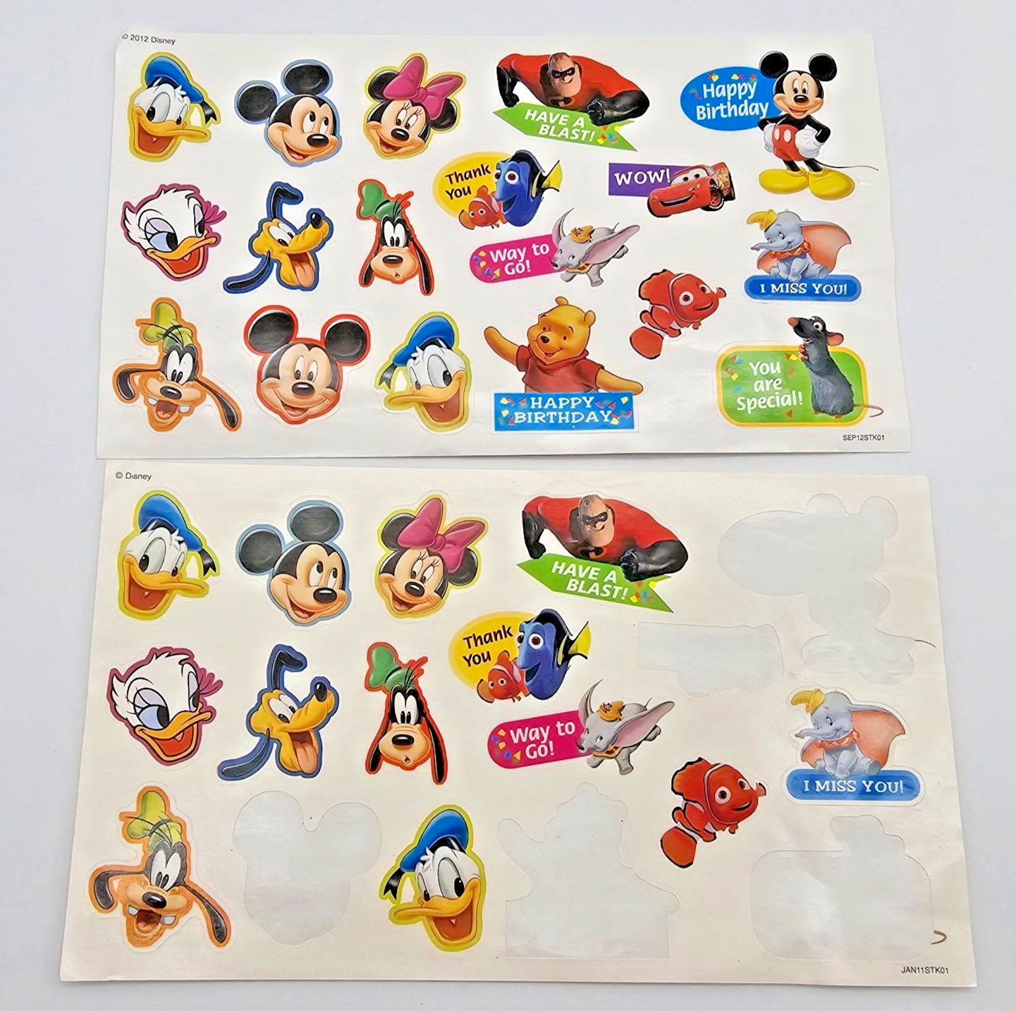 Disney Character Stickers for Birthday & Greeting Cards Mickey, Minnie, Donald