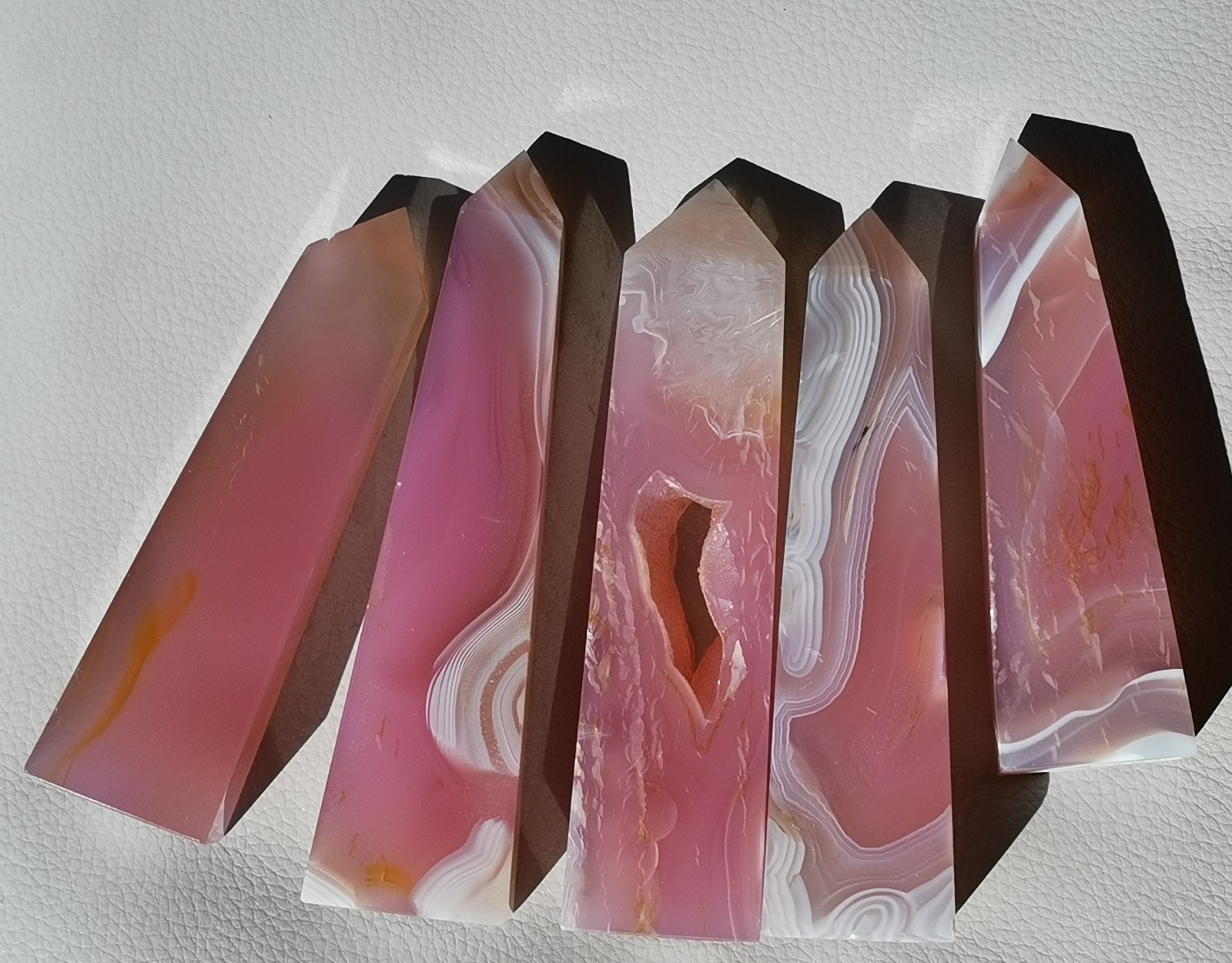 Natural Pink Agate Tower – Polished Crystal Point Decorative Mineral Specimen