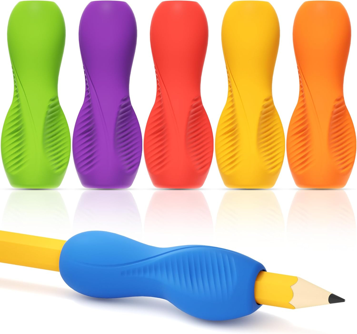 ELETIUO 6-Pack Pencil Grips,Ergonomic Triangular Design with Guiding Grooves Cor