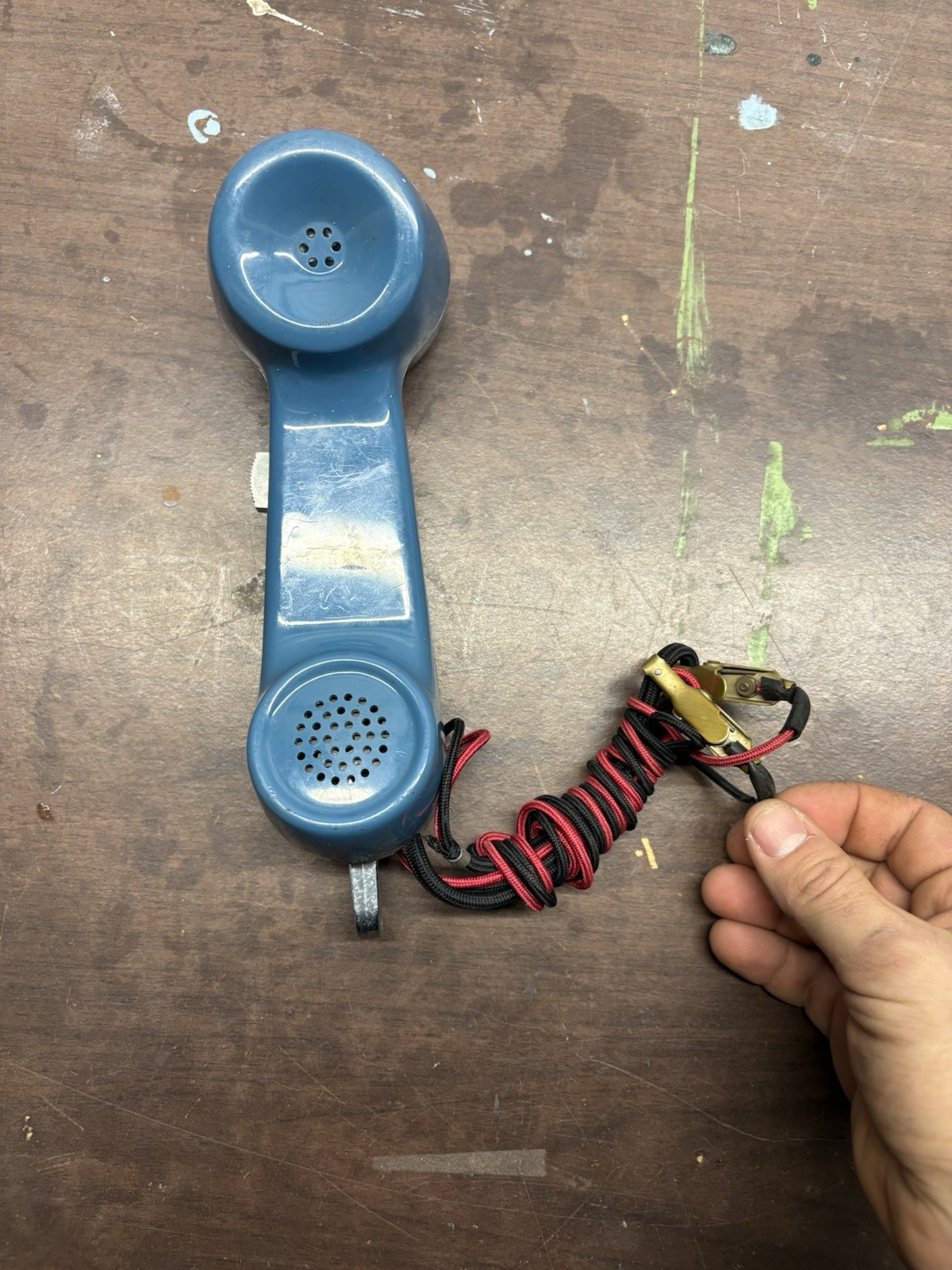 Vintage Bell System Lineman Test Handset Butt Set Western Electric Blue Phone