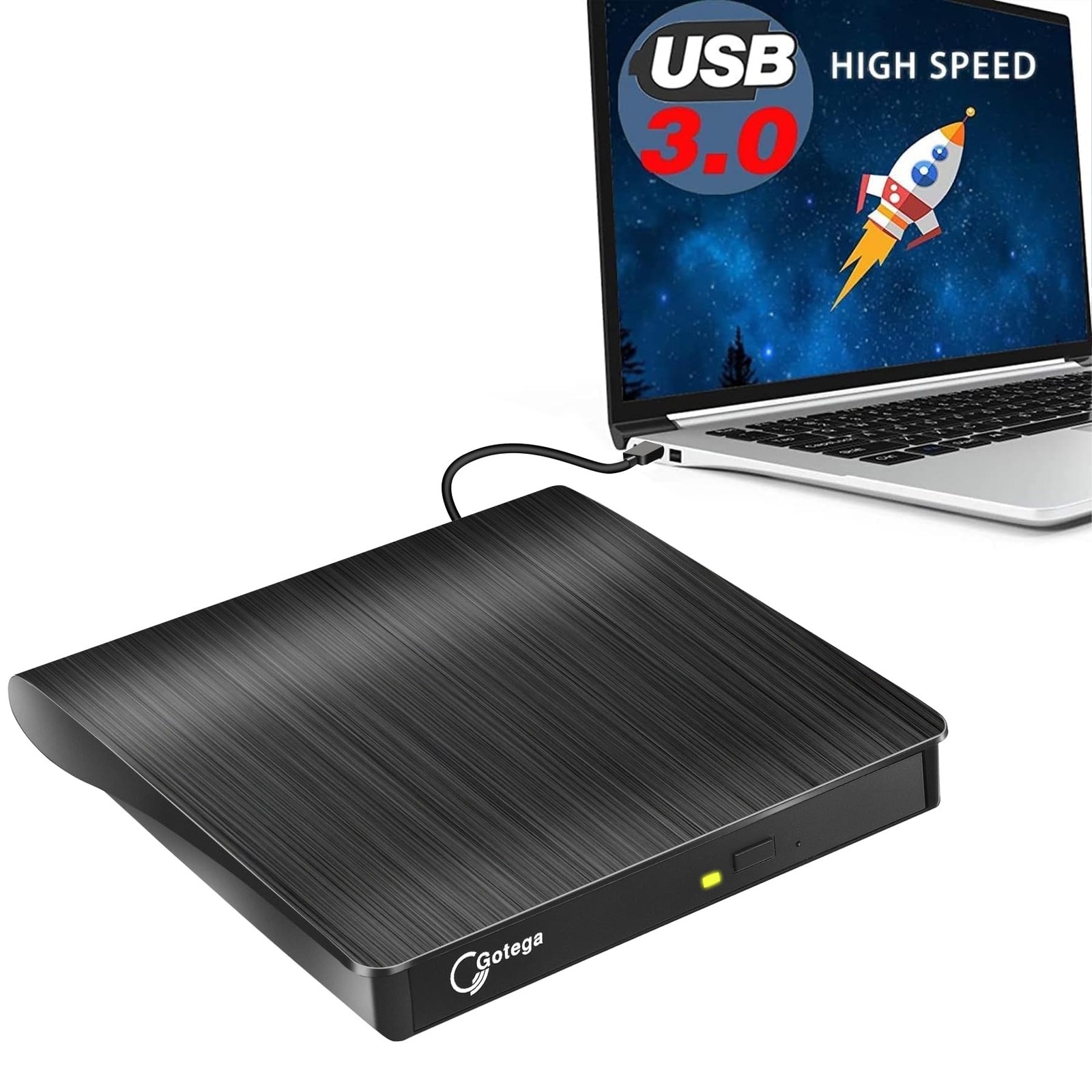 External Drive, USB 3.0 Portable +/-RW, Player for CD ROM Burner with Laptop ...