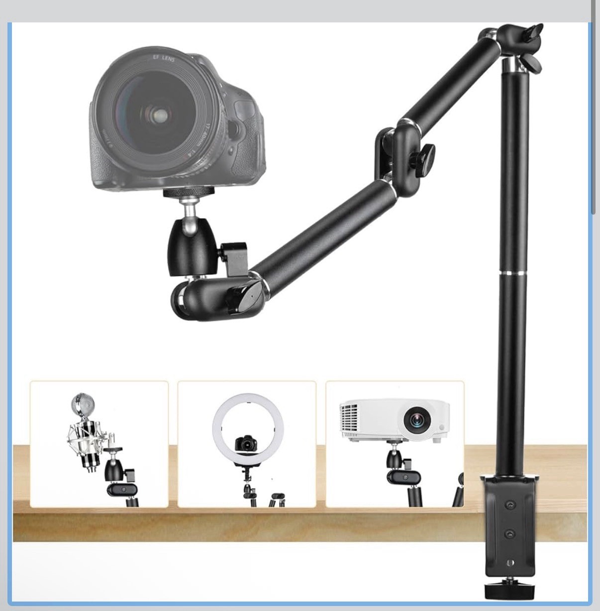 Desk Camera Mount Stand Heavy Duty Articulated Camera Arm Articulating Table ...