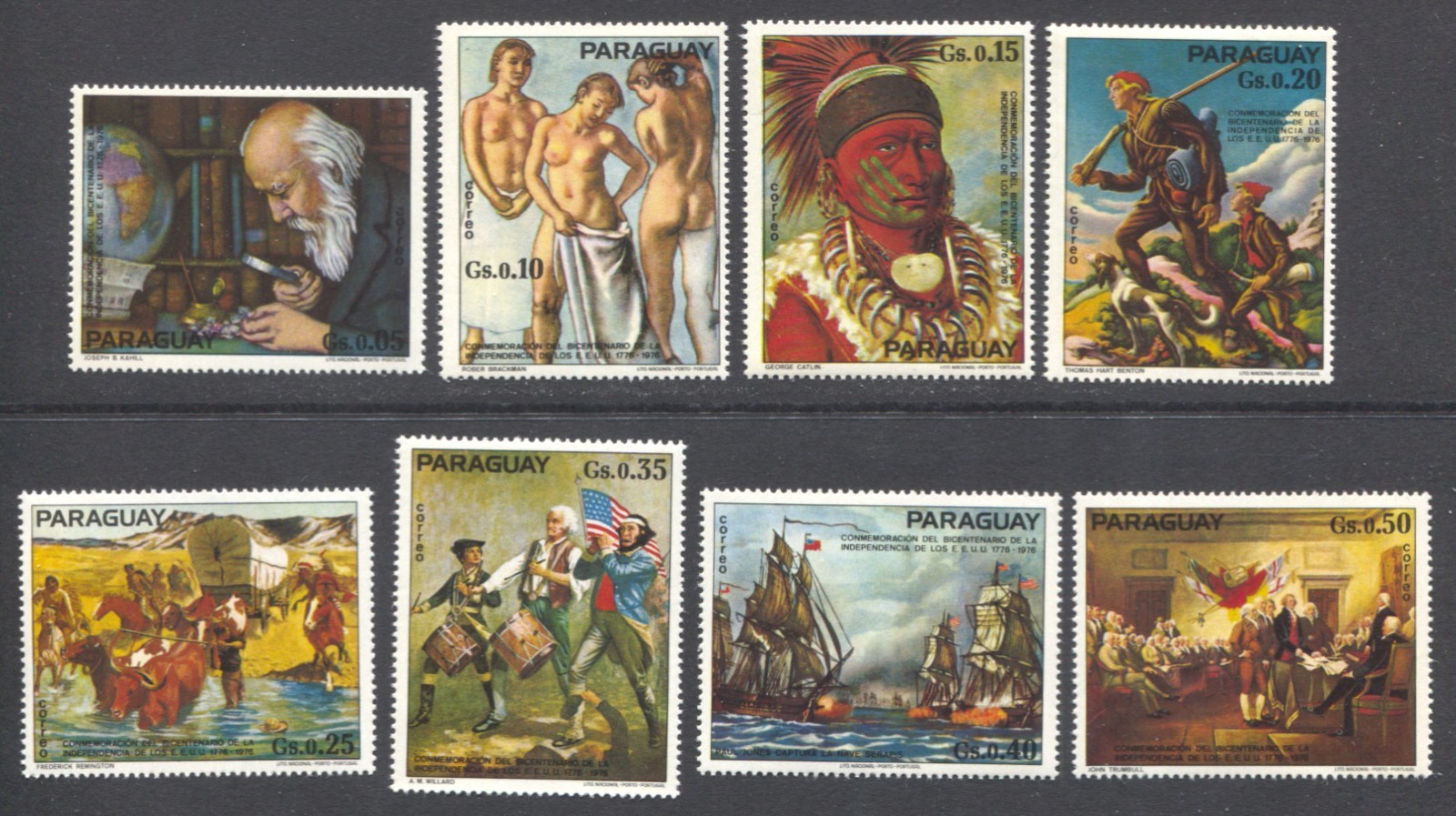 Paraguay Sc# 1625a-h,  Art - Paintings - U.S. Bicentennial, F/VF MNH, No Faults