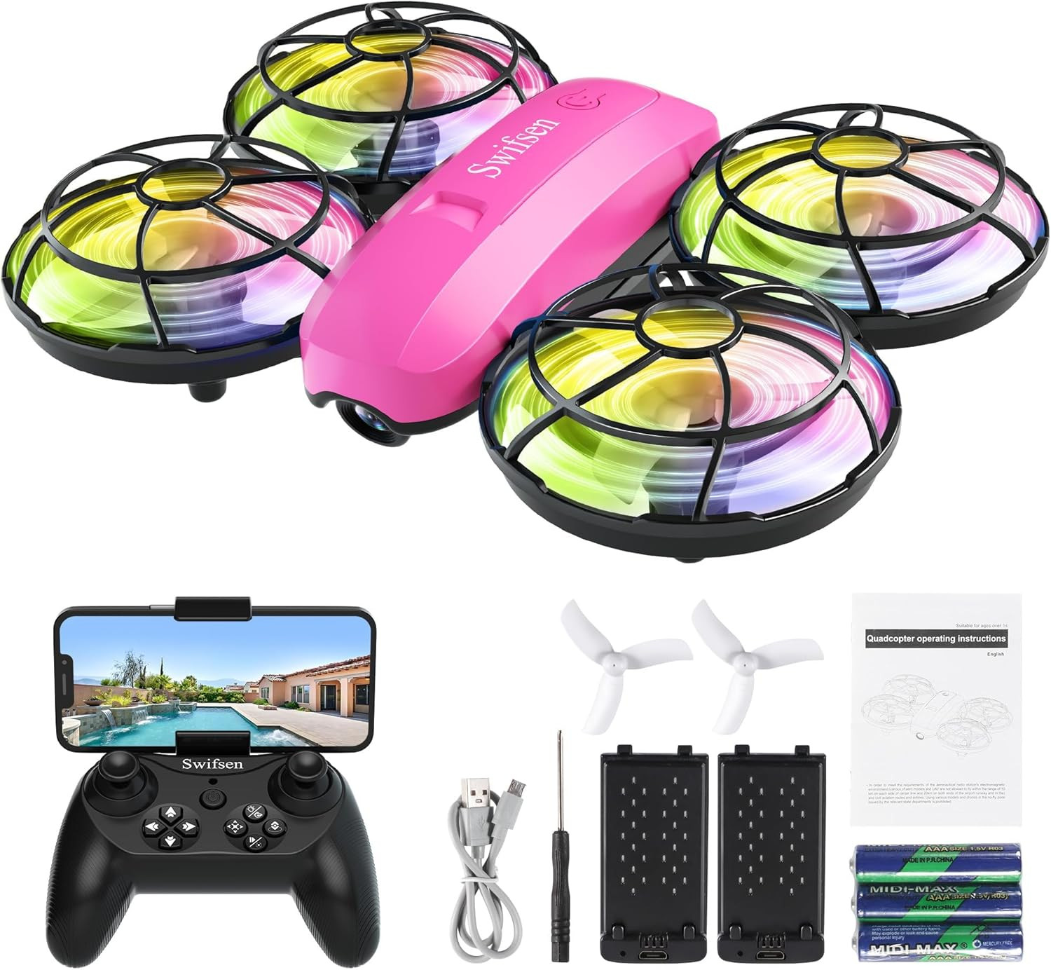 Kids Drone with Camera & Optical Flow Positioning - Mini RC Quadcopter with Full