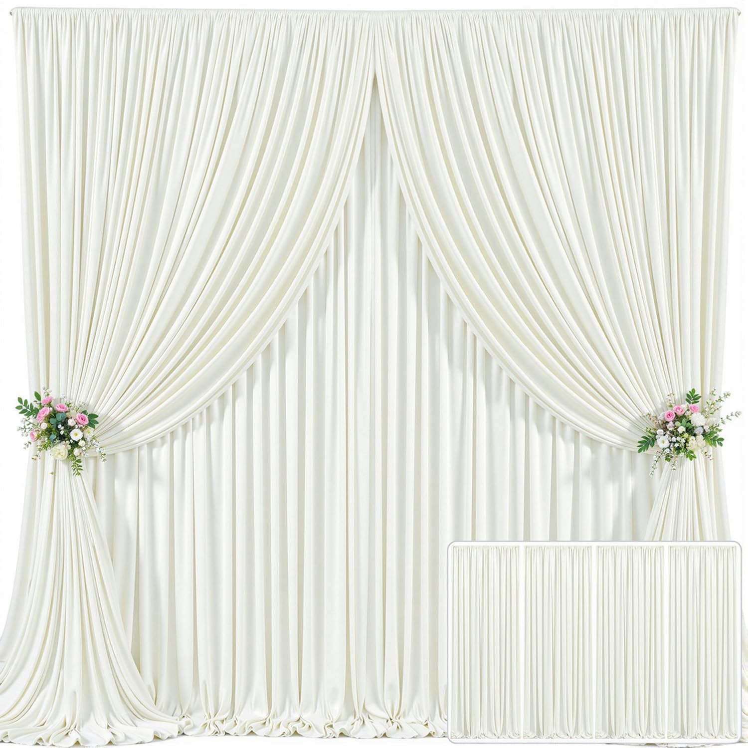 4 Panels Ivory Backdrop Curtain for Wedding Parties Free Ivory Photo Curtains...