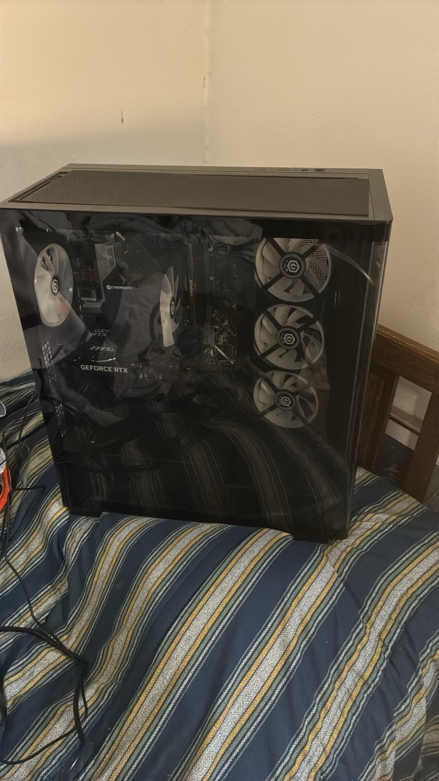 CyberPowerPC Gaming Desktop MSI GeForce RTX GPU RGB Lighting Black Tower