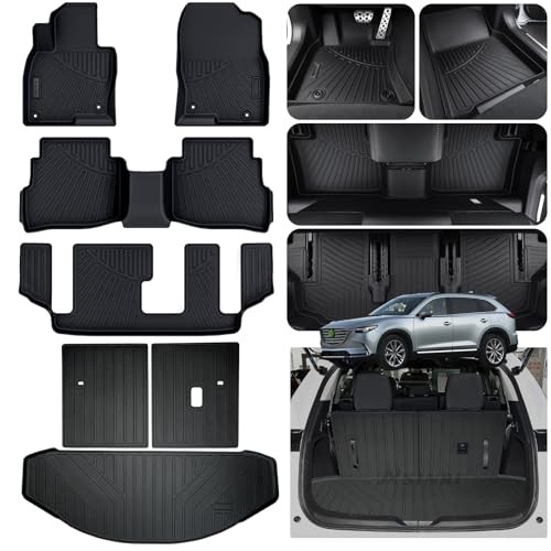 Floor Mats & Trunk Mat & Backrest Mat for 2016-2022 2023 Mazda CX9 CX-9 7 Seats