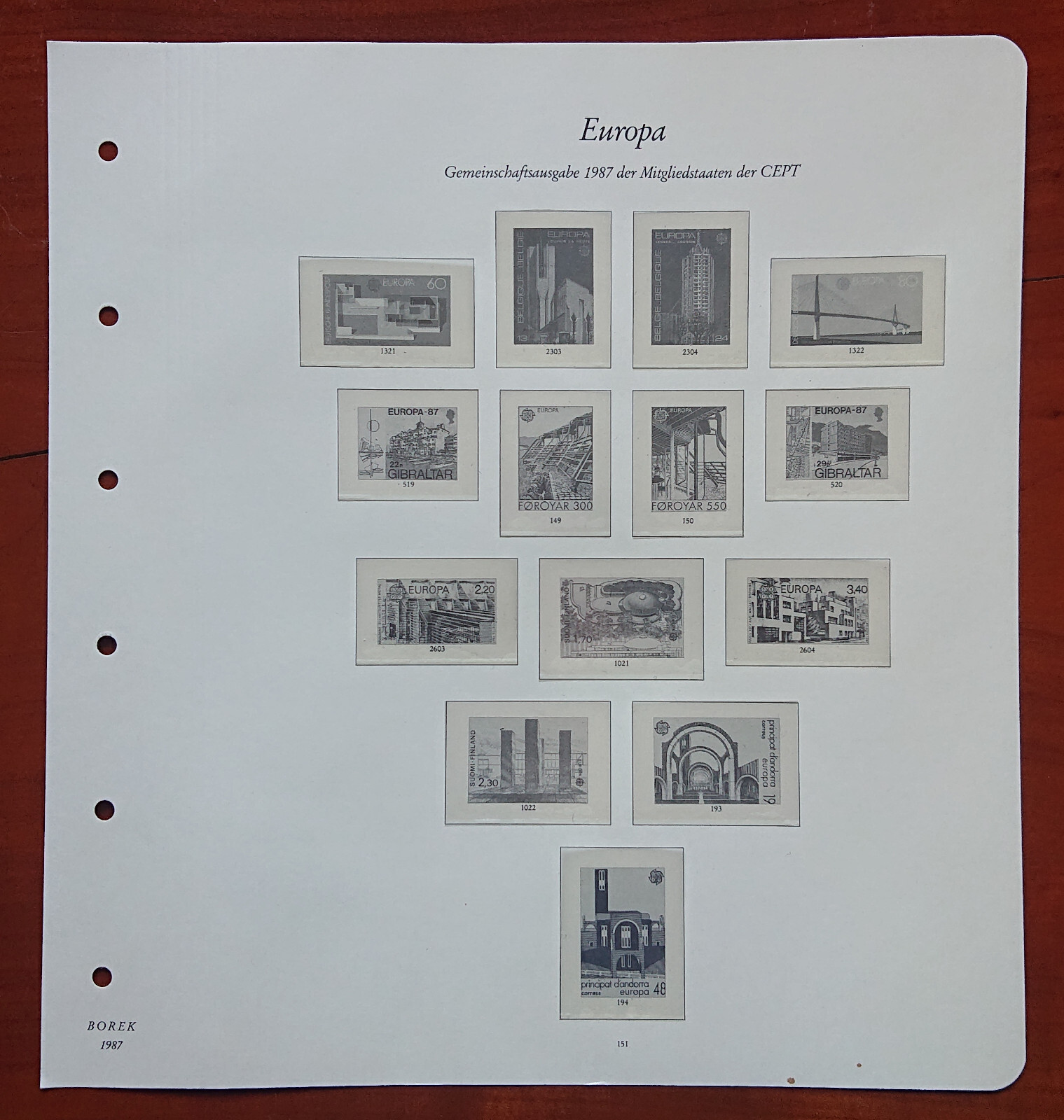 Vordruckblatt Europe Sinking Joint Issue 1987 Mitgliedstaaten Cept Gibralter