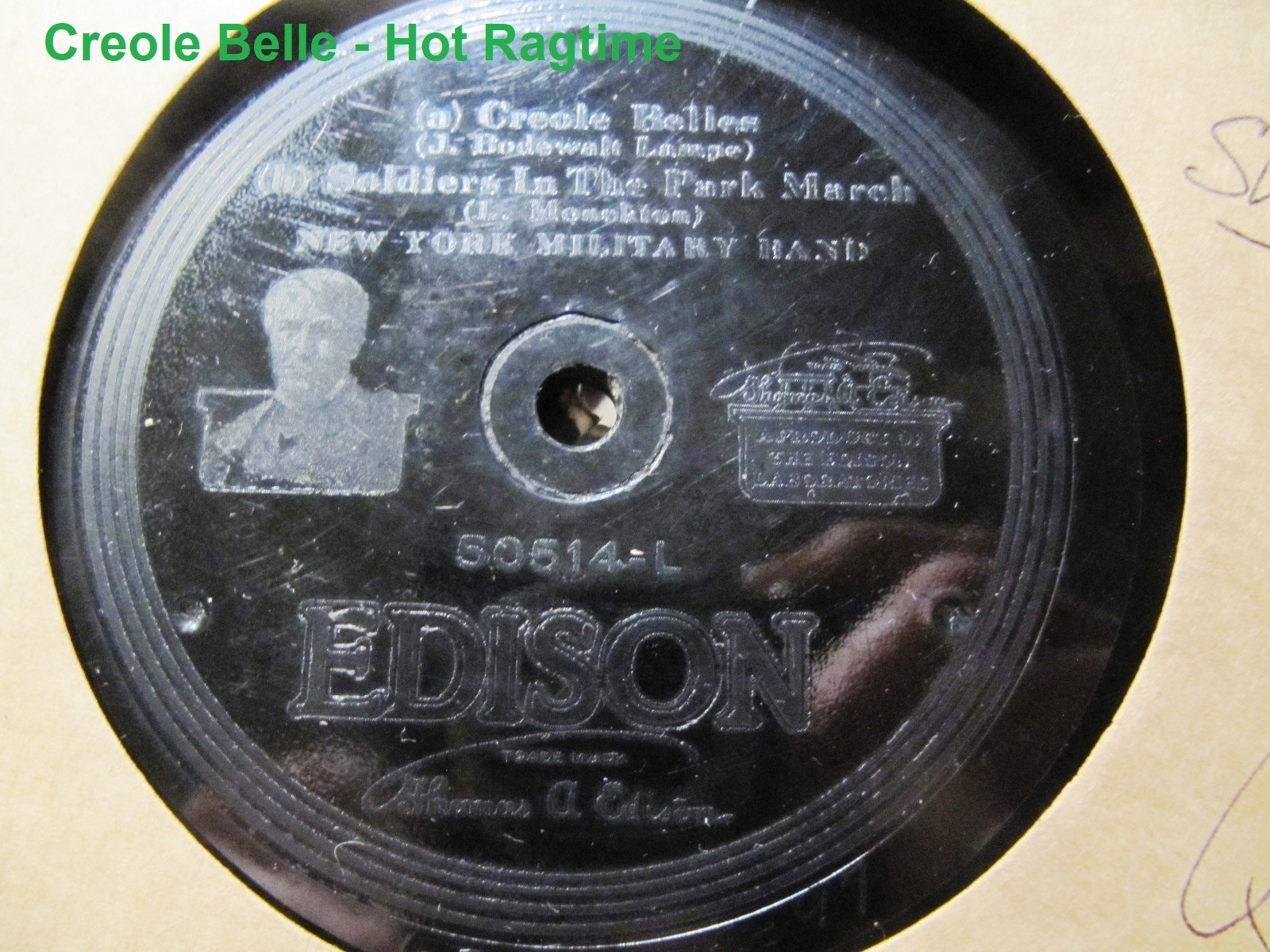 1918 Cake Walk RAGTIME Creole Belles New York MILITARY BAND Edison Disc 50514
