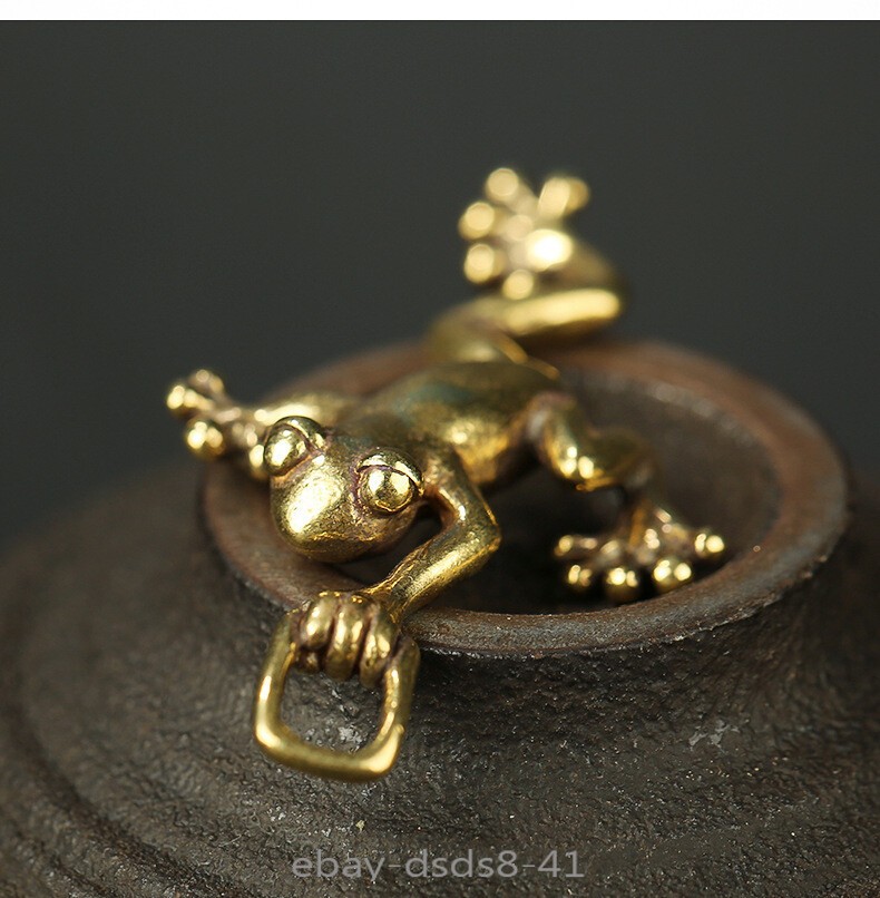 Tabletop Figurine Brass Frog Animal Statue Sculpture Home Decor Gift