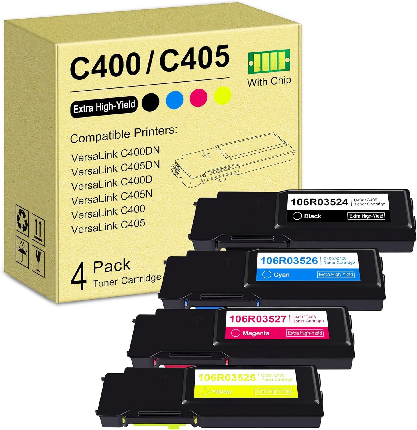 4PK C400 Compatible Xerox Black Cyan Magenta & Yellow Toner VersaLink C405 C400D