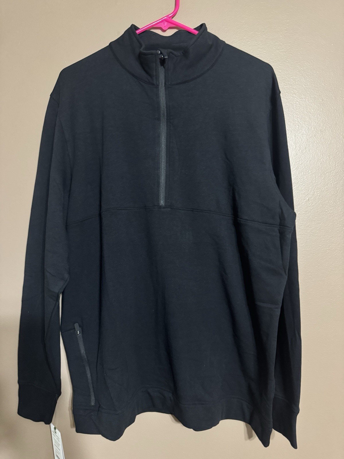 tasc Performance Venture Fleece 1/2 Zip Pullover Black Large Organic Cotton NWT