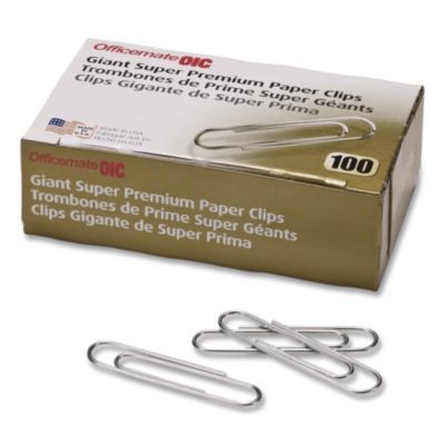 Officemate 659939 Super Premium Giant Paper Clips, Jumbo, Smooth, Silver,
