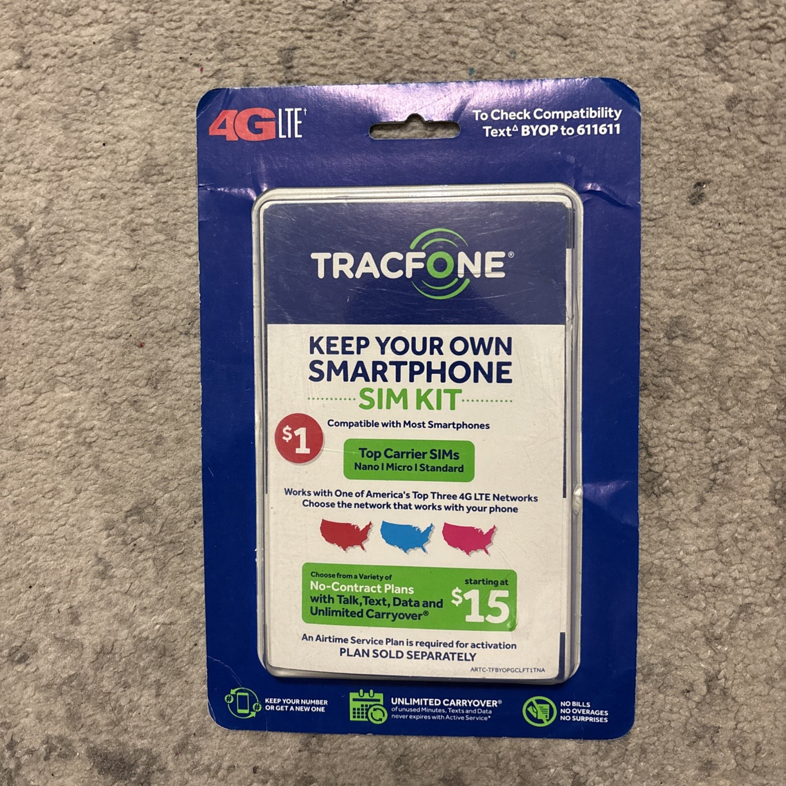 Tracfone Keep Your Own Phone 3-in-1 Prepaid SIM Kit