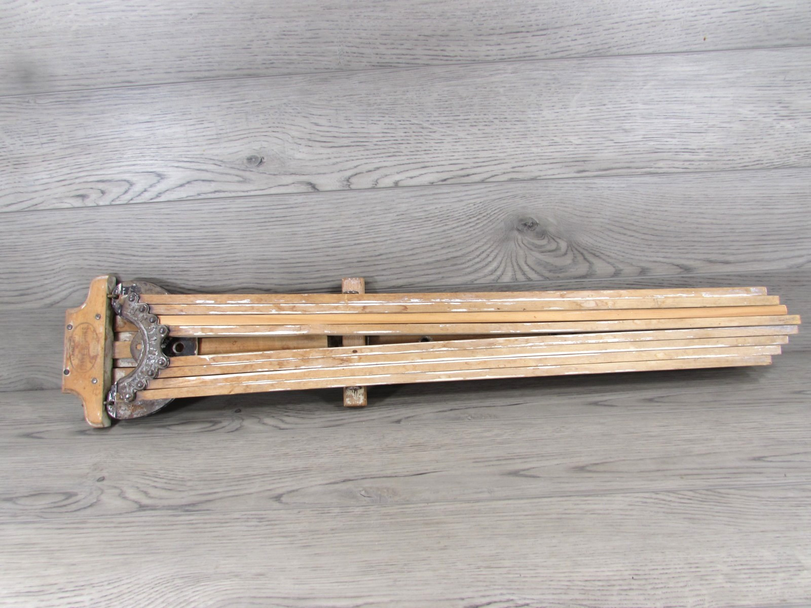 Antique Hopkins 8 Arm Wood Folding Clothes Dryer Primitive Herb Drying Wall Rack