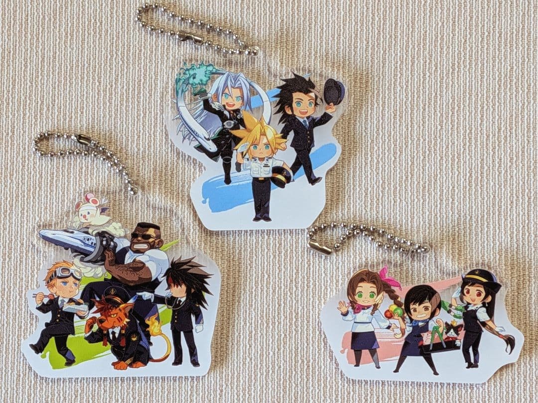 JR Tokai Recommended Trip Final Fantasy Shinkansen Ride Bonus Keychains [All 3