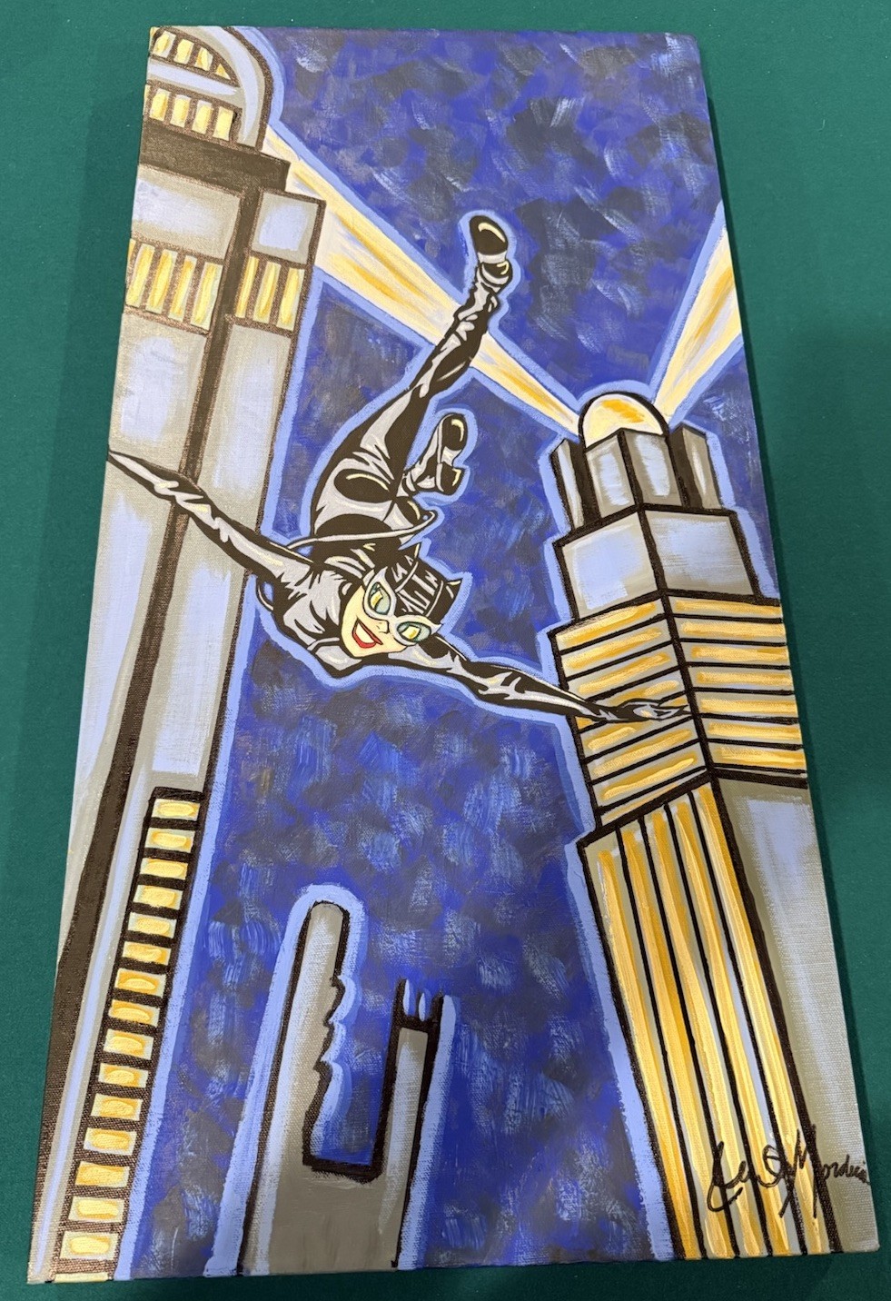 DC Comics Catwoman Gotham City Original Art Canvas Painting Batman Villain BTAS