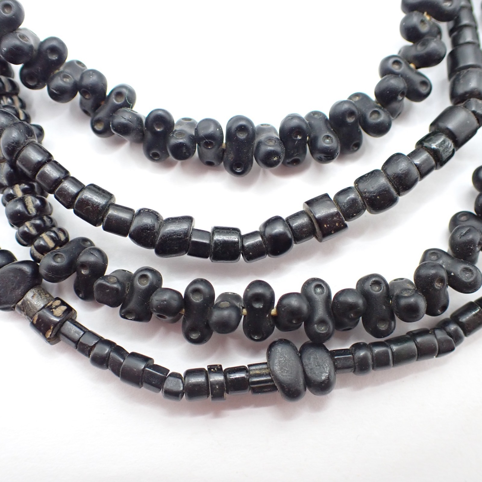 2 strands antique BOHEMIAN DOGBONE spacer beads African trade black collection