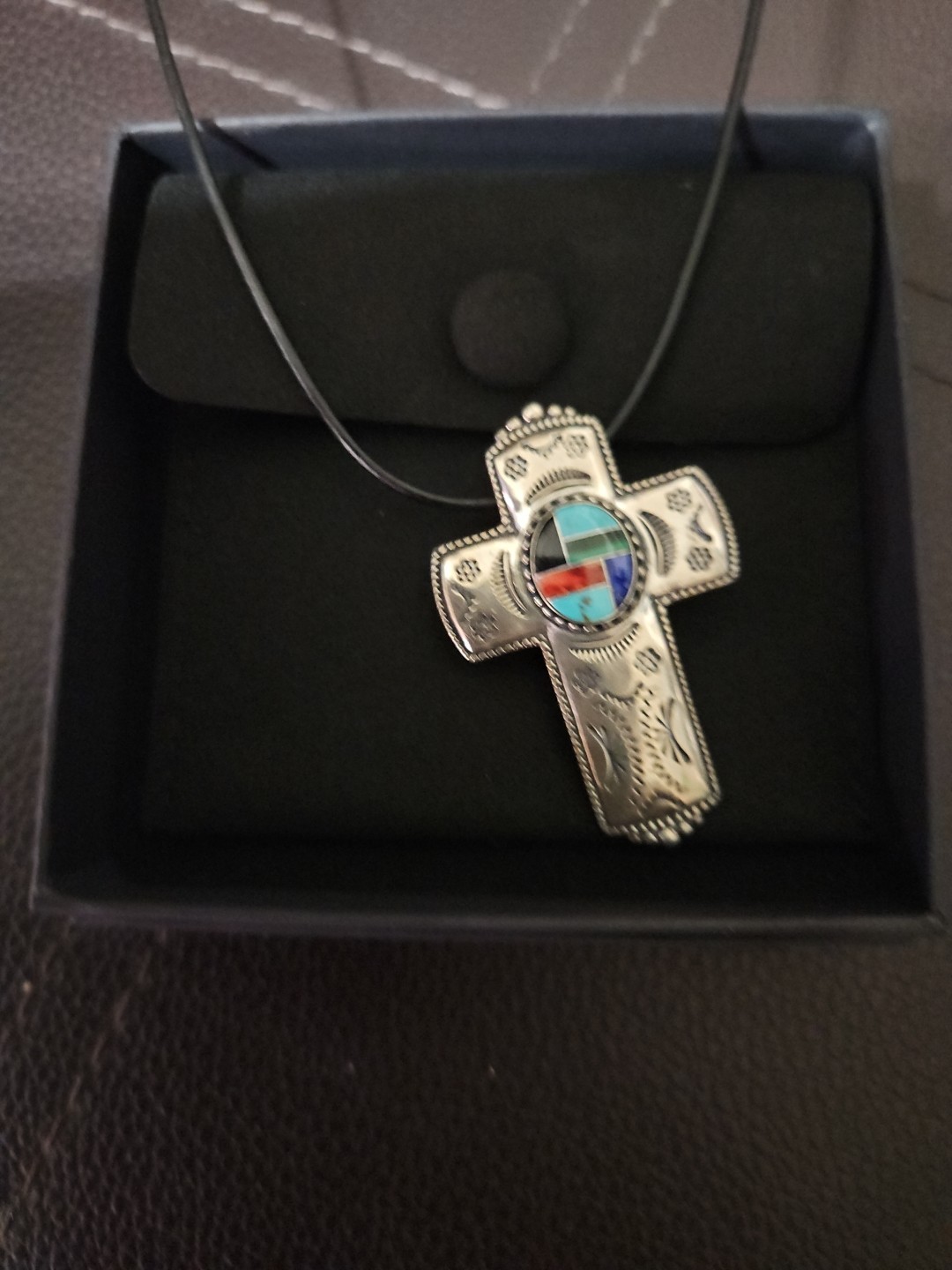 Vintage Carolyn Pollack Relios Sterling Southwestern Cross Pin Pendant