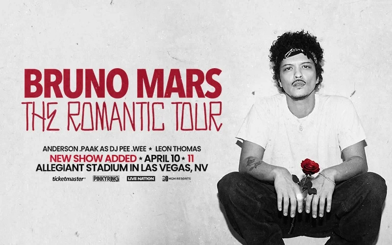 2 Bruno Mars Tickets Las Vegas April 11th Saturday Lower Level 117 Row 7