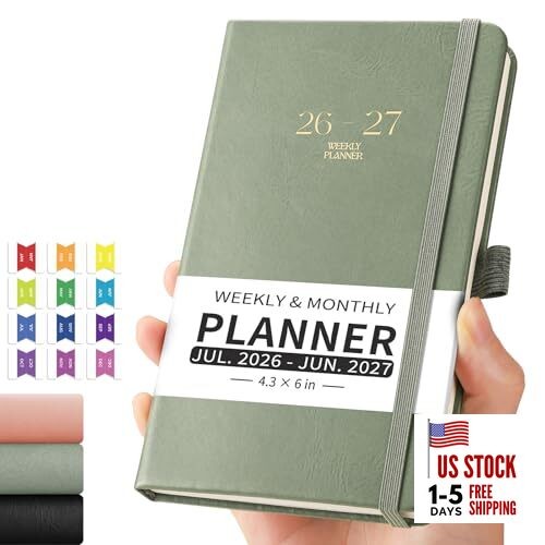  Pocket Calendar 2026-2027, Small Mini Academic Planner Weekly and Light Green