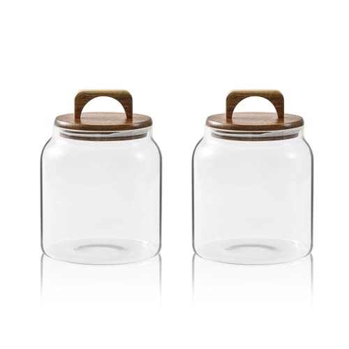  Glass Jars for Laundry Room Organization, 1/2 gallon with handle lid（2 pack）