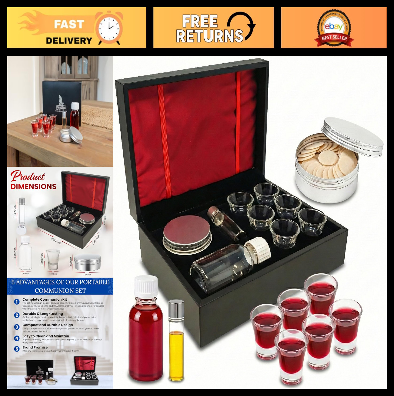 Portable Communion Set for Travel & Home - Wedding Communion Kits for Visits