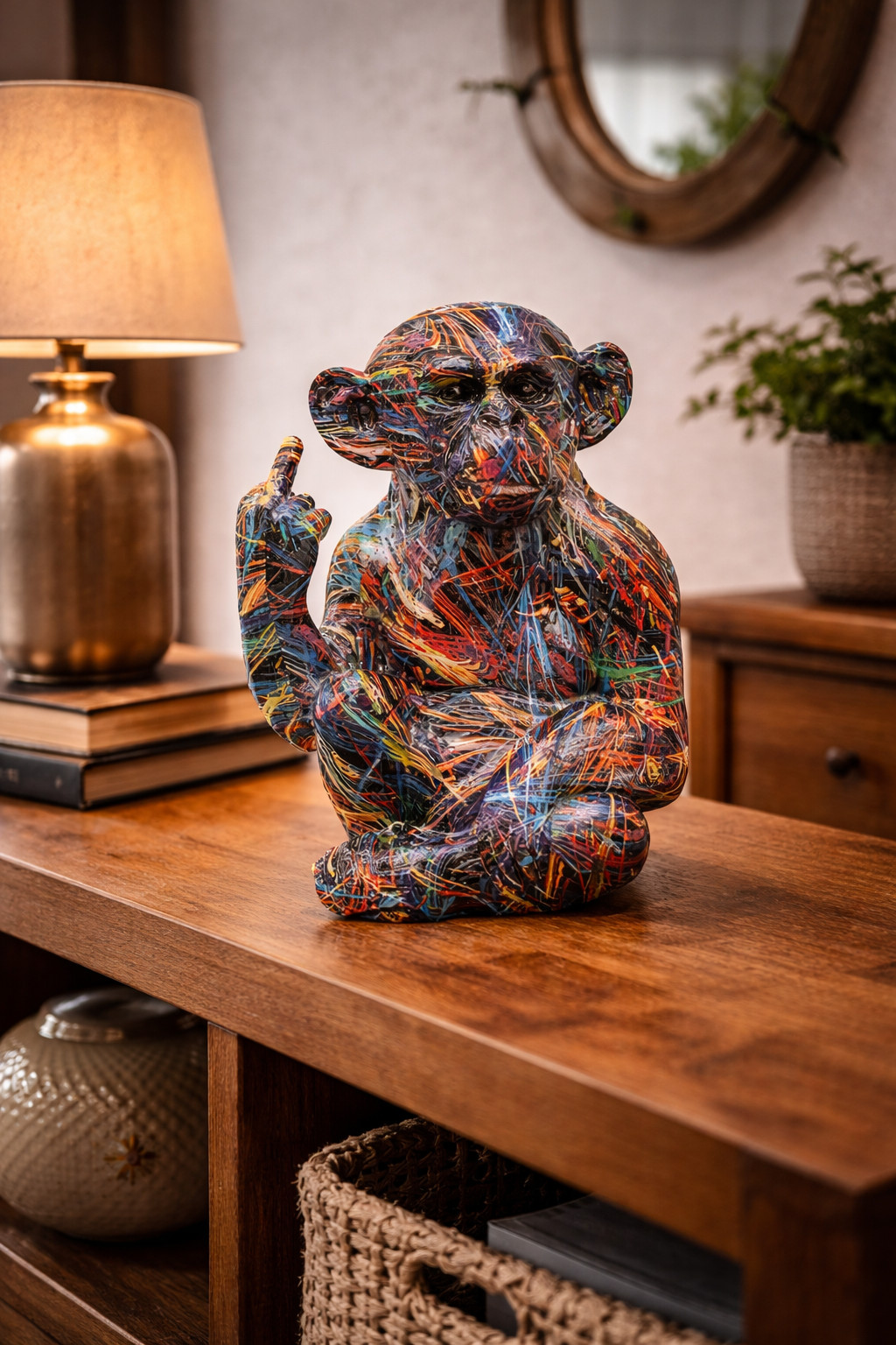 Graffiti Cheeky Monkey Ornament – 22cm Colour Splash Urban Art Sculpture