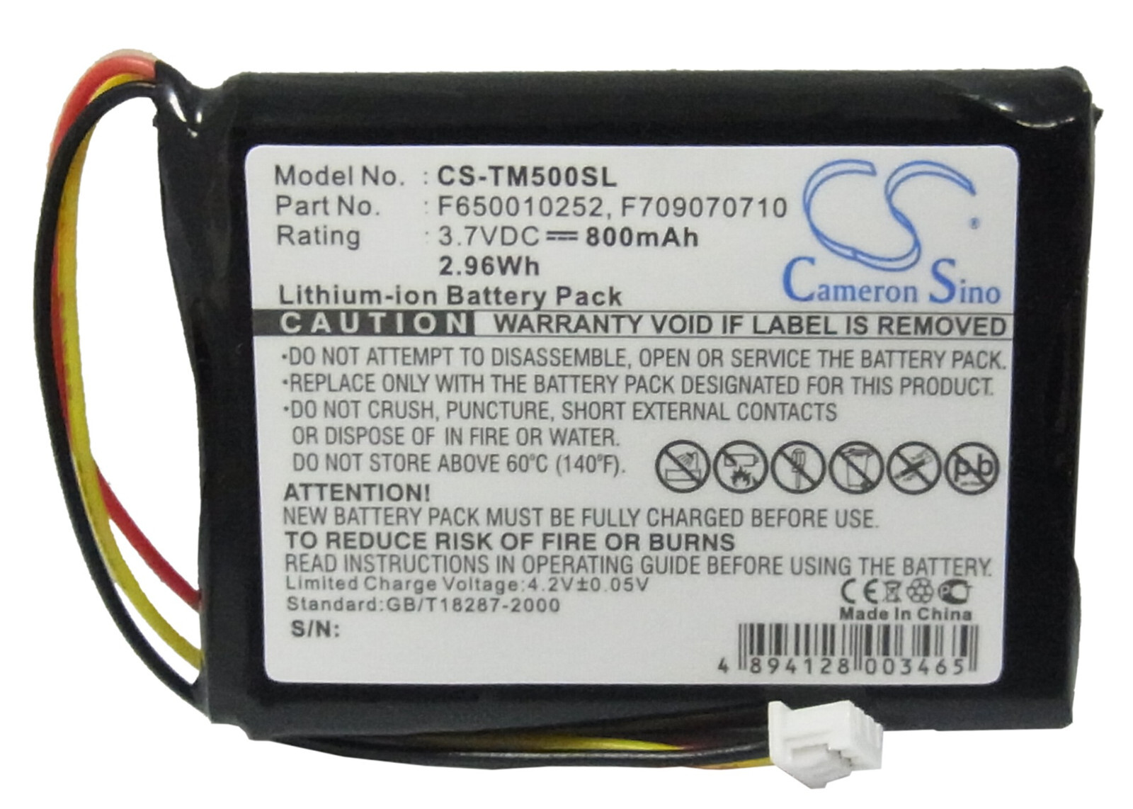 BATTERIE 800mAh F650010252 For TomTom One V2 V3 V5, TomTom One XL N14644