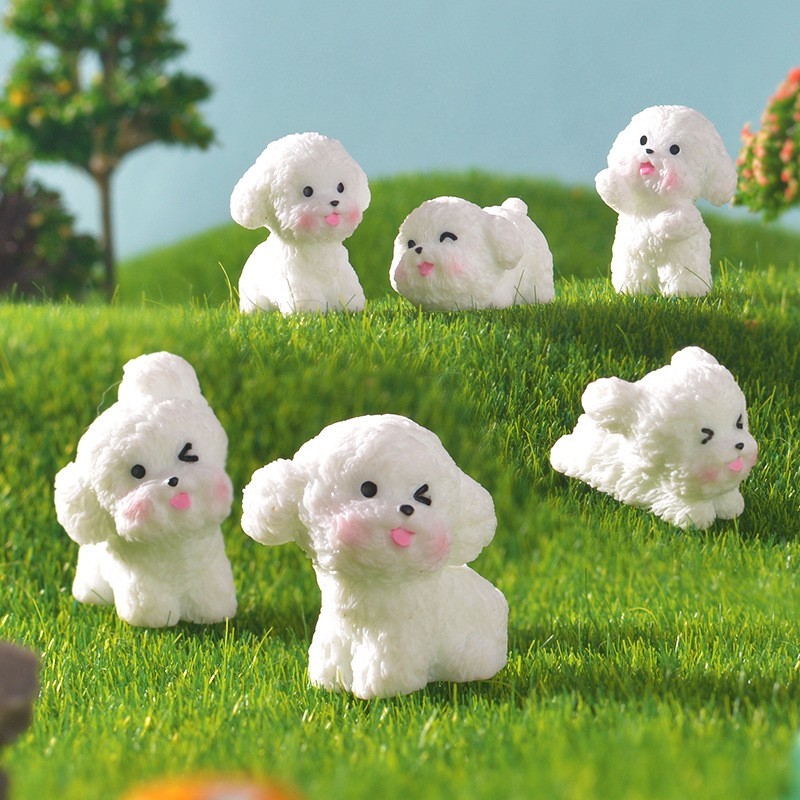 10pcs Miniature Mini Puppy Teddy Dog Figurine Micro Animal Statue Pet Lover Gift