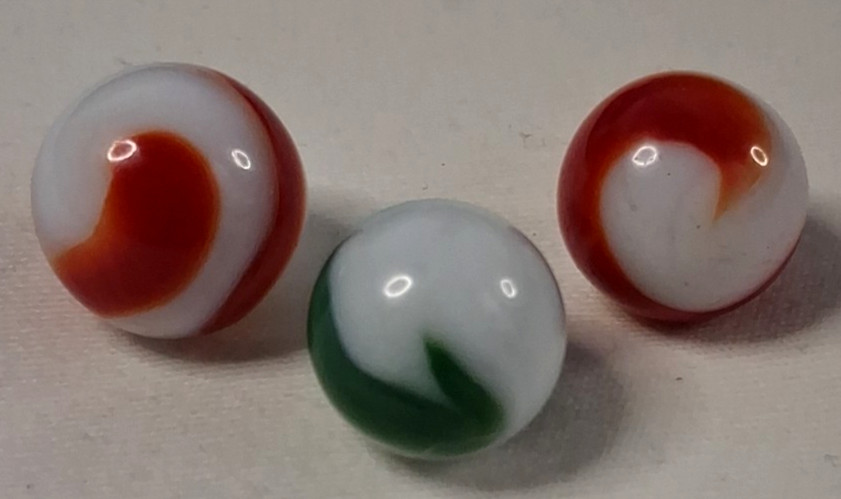 Vintage Akro Agate Lot Of 3 Corkscrew Marbles 5/8" All Mint    326008