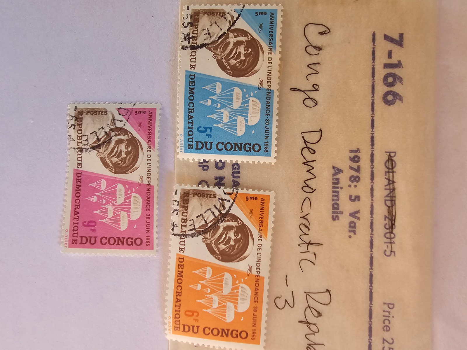 Congo Democratic Republic stamps, lot of 3 stamps, used in fair condition