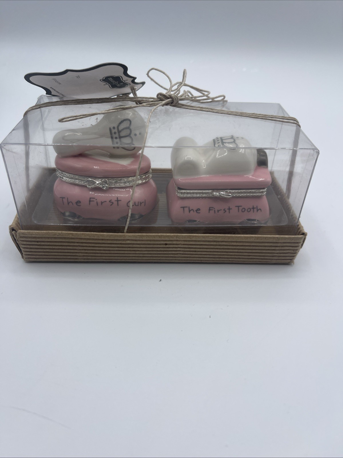 Mud Pie Princess First Tooth & First Curl Trinket Boxes Baby Gift Nordstrom NIB