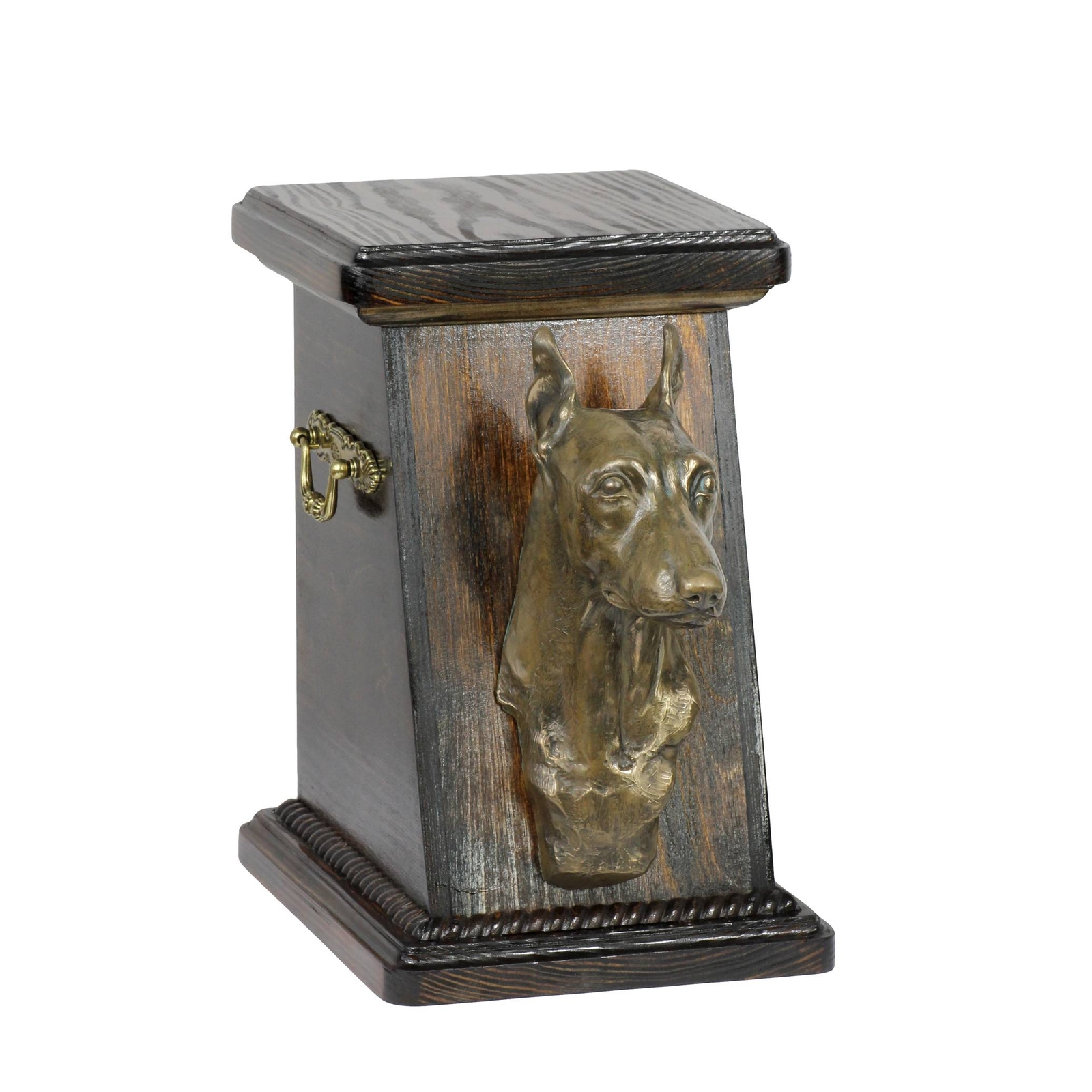 Zwergpinscher Holzurne With Dog