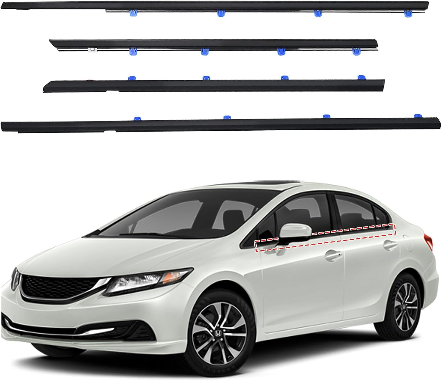 Car Window Weather Stripping Molding Trim Belt,Compatible with Honda Civic 2012-