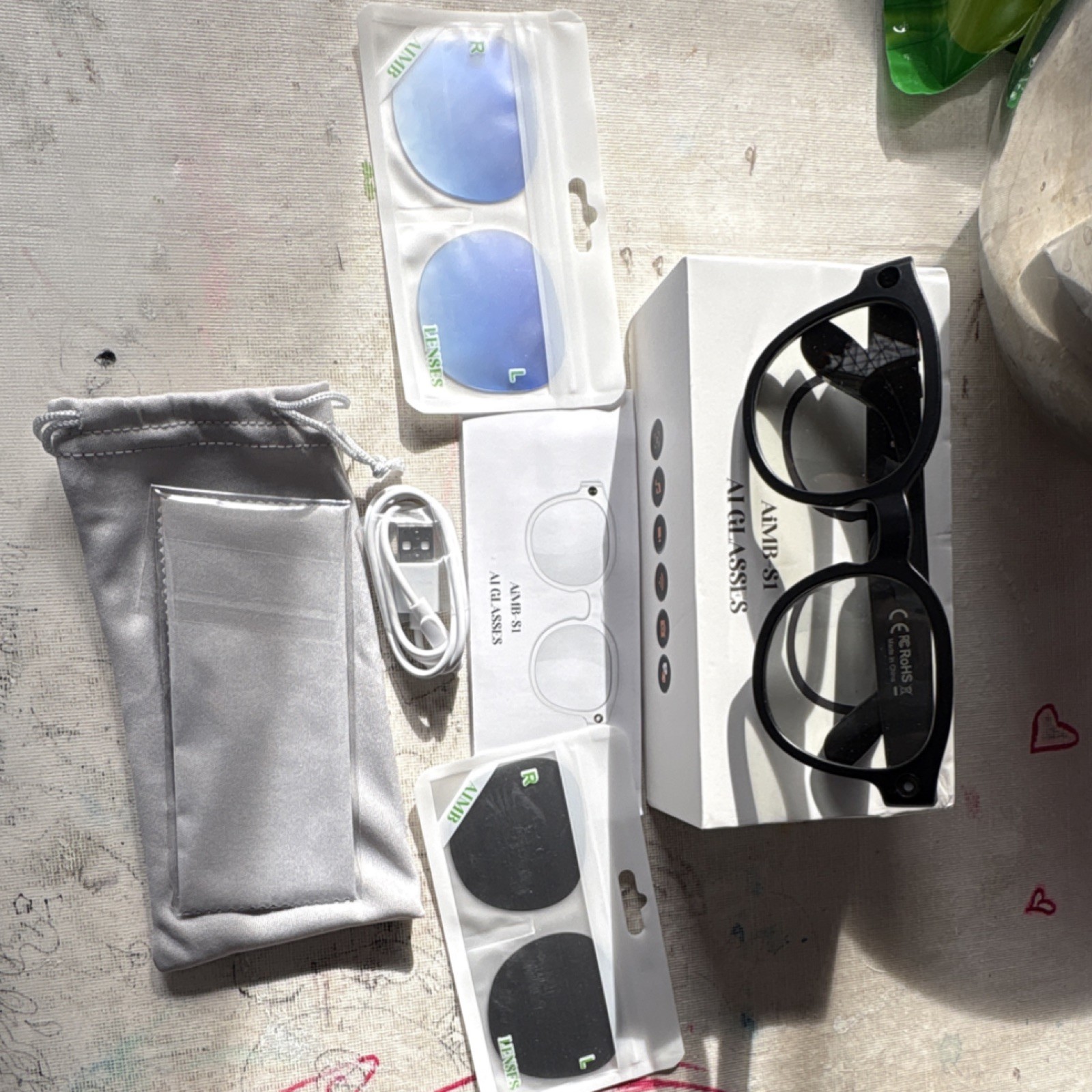 AIMB S1 AI Smart Glasses Interchangeable Lenses USB Connectivity