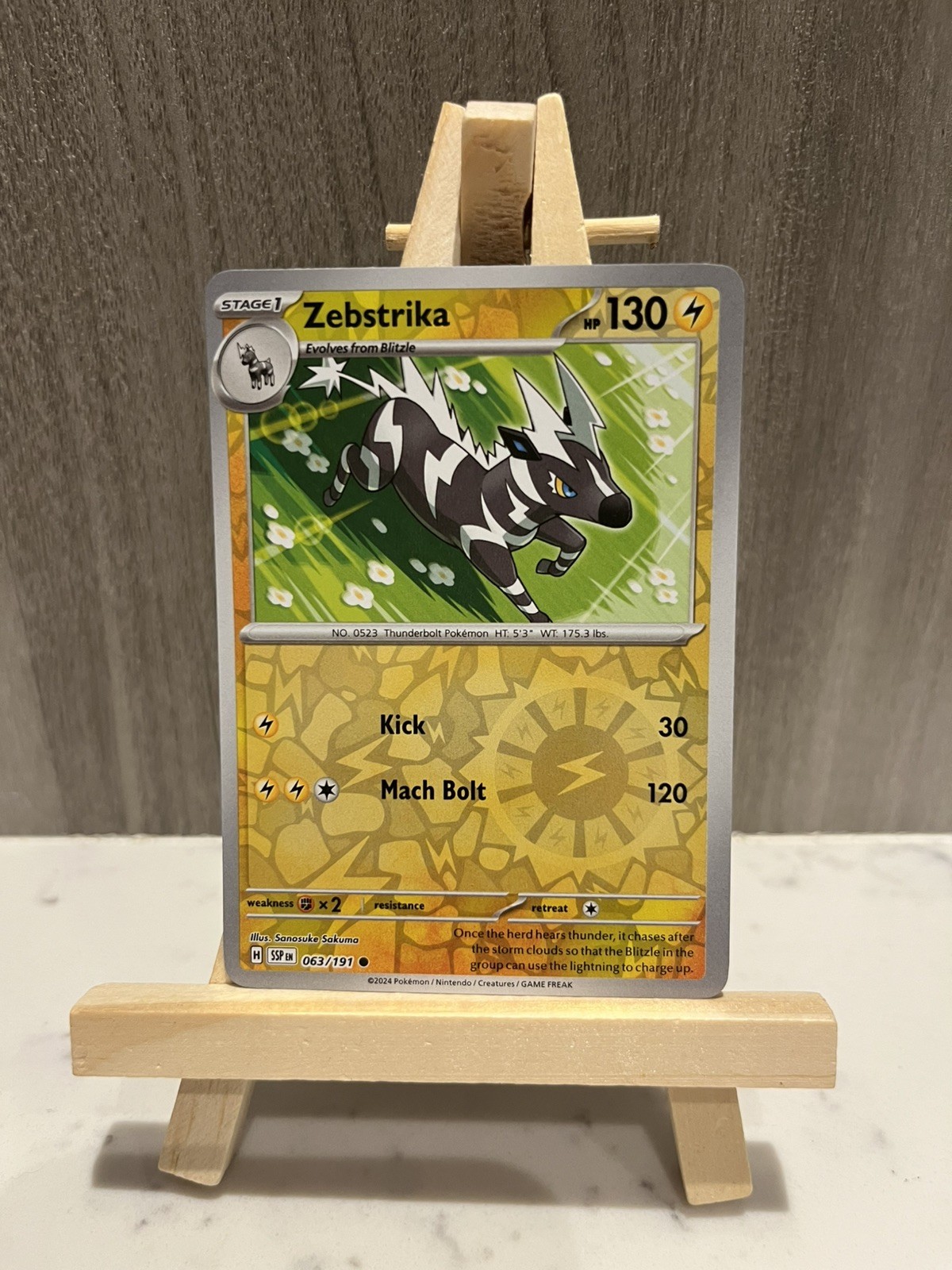 Zebstrika - 063/191 Reverse Holo - SV Surging Sparks  - Pokemon TCG NM