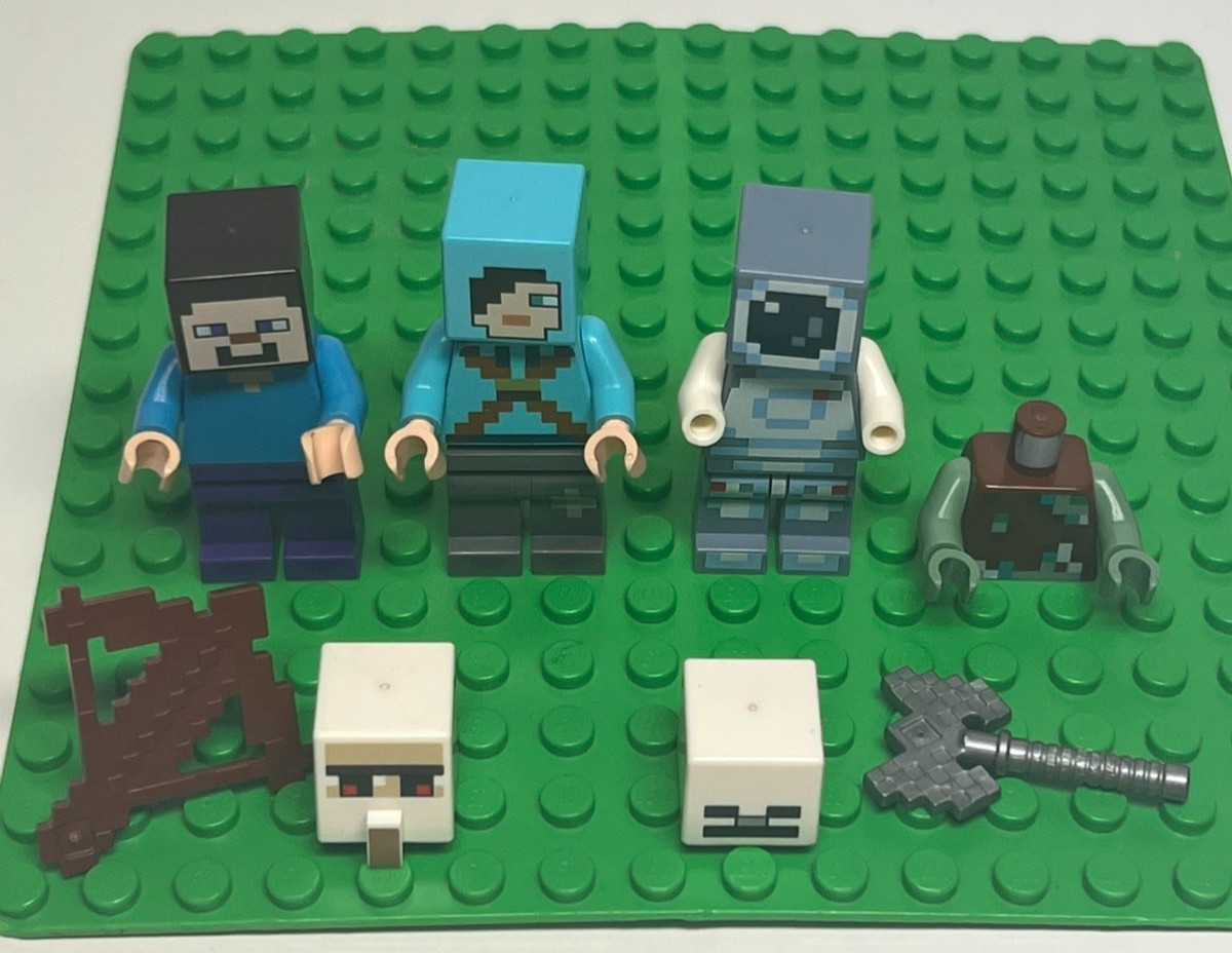 LEGO Minecraft Accessories & Minifigure Parts Lot – Weapons Tools Mobs
