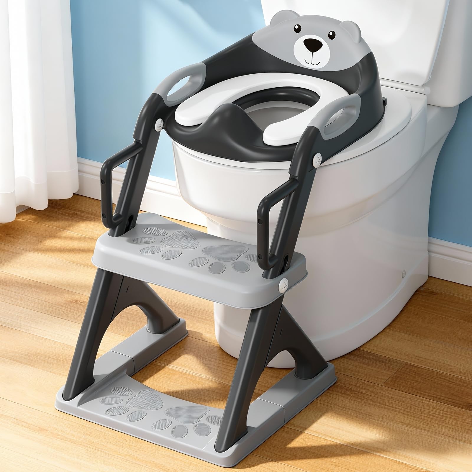 Potty Training Seat 2 in 1 Toilet Splash Guard Anti Slip Pad Step Stool SKYROKU
